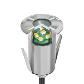 ledscom.de GLOX LED Recessed Floor Light for Outdoor Use, IP67, Aluminium, Round, 35 mm Diameter, Warm White, Matt, Pack of 2