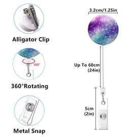 Retractable ID Badge Holder Nurse Badge Reels with Clip Name Card Holders for Office Worker Doctor Nurse (5 Pack Mandala Starry Sky)
