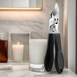 Angled Nail Clippers - Toenail Trimmer Stainless Steel - Portable Anti-Splash Fingernail Grooming Cutter for Men Women Seniors Home Travel Salon