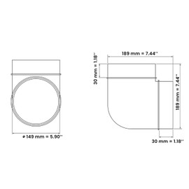 H&C VENT Pipe Elbow 90 Degree - Exhaust Pipe, Ventilation Pipe 150 mm - Plastic Pipe - Plastic Pipe for Extractor - Pipe 90 Degree - Angle Pipe