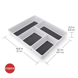 Copco Basics Multi-Compartment Drawer Organizer, 14.6 x 12.1 x 2.3-Inches, White/Charcoal Gray