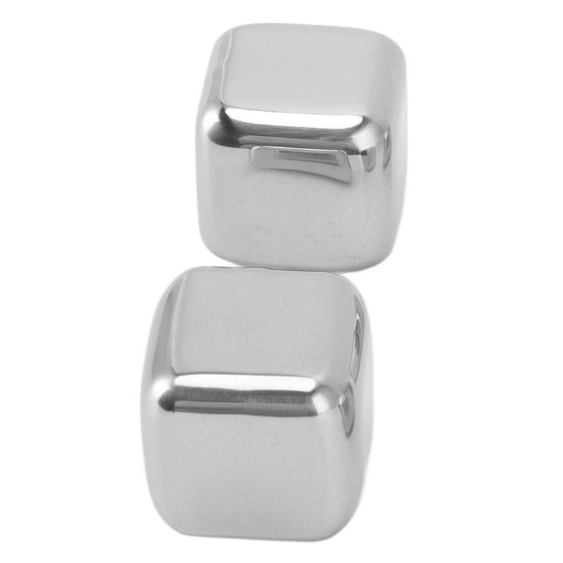 4Pcs Stainless Steel Ice Cubes Reuseable Polishing Beverage Chilling Stones