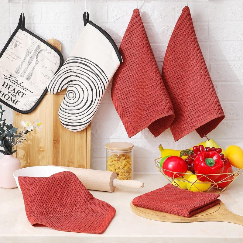 smiry Cotton Kitchen Dish Towels, 12" x 12", 8 Pack