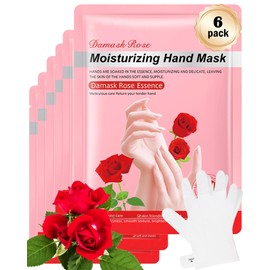Hand Mask Set-6 Pairs Rose Niacinamide Moisturizing Hand Mask, Nourish Gloves for Dry Cracked Hand, Repairing Hydrating Gloves Home Spa Treatment,Valentine's Day Care Bulk Gift Kit for Women Girl