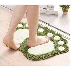 Bath Toilet Mat Area Rugs Carpet Doormat Floor Soft Mat,Cute Water Absorbent Shag Bath Mat Washable Basic Rug Kitchen Foot Pad Rug (Green, 16"x24")