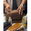 Genuine Leather Travel Cosmetic Bag - Hygiene Organizer Dopp Kit
