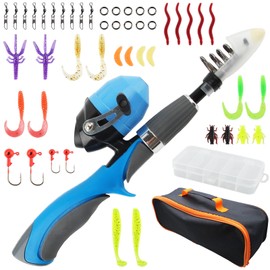 dellyy Fishing Set for Kids, Kids Fishing Rod, Fishing Rod + Fishing Reel, Fishing Lure Set and Accessories, Telescopic Fishing Tackle for Travel, with Bag for Fishing Tackle