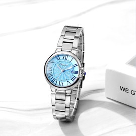 JewelryWe Men's Watch Bracelet Set: 2 Pieces Iced Out Watch and Bracelet Jewellery Set for Men Women Glitter Rhinestone Metal Bracelet Calendar Analogue Quartz Watch Bling Diamond Curb Chain Bracelet,