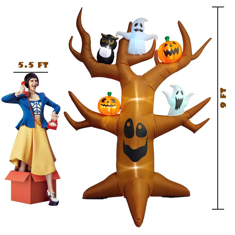 9ft Halloween Inflatable Ghost Tree Halloween Airblown Inflatable Outdoor Decor