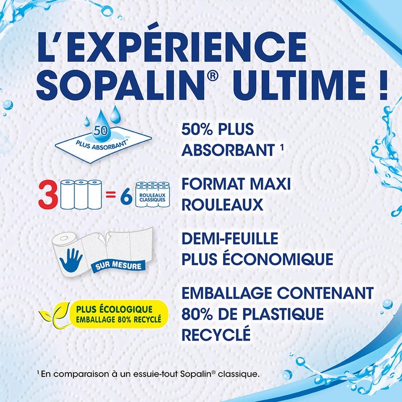 Sopalin Ultra Maxi Towel 3 Rolls (Equivalent to 6 Classic