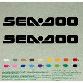 Pair of Sea Doo Compatible Replacement Decals Vinyl Stickers Boat Outboard Motor Set of 2 (12", Black 070)