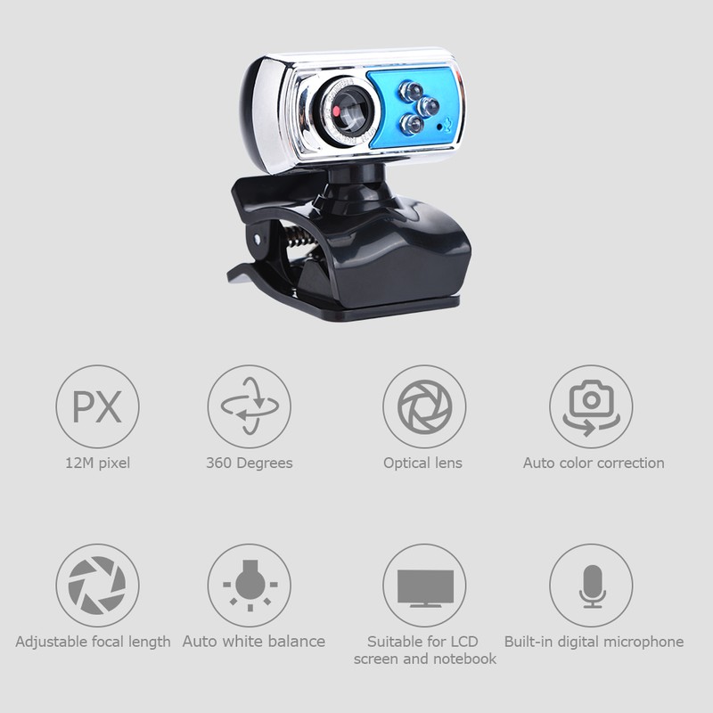360 Degree Rotation USB HD 12 Megapixels Webcam Free Drive