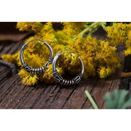 WINDALF Viking Silver Hoop Earrings RANOR 18 mm Nordic Vintage Earrings Scandinavian Earrings 925 Sterling Silver, Silver