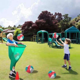 Giant Granny Pants Toss Game Set - Outdoor Party Game with 6 Bouncy Balls & Air Pump | Hilarious Backyard Fun for Adults, Families, Group Events (Yellow & Green)