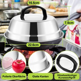 HaWare Burger Bell, Pack of 2 Stainless Steel Burger Bell with Plastic Handle, Burger Caps Melting Bell for Grill, Steak, Cheese, Cheese, Teppanyaki, Easy to Carry & Dishwasher Safe - 22.6 x 7.5 cm