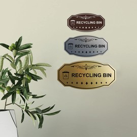 Signs ByLITA Victorian Recycling Bin Sign (Brushed Silver) - Medium