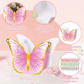 24Pcs Butterfly Centerpieces Butterflies Party Decorations, Butterfly Flower Box Centerpieces for Baby Shower, Butterfly Paper Vase 3D for Girls Birthday Wedding Tea Party Decor