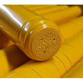 Winery Quality SHRINK CAPSULES 30PK MUSTARD YELLOW Gloss Metallic PVC Heat Shrink Capsules