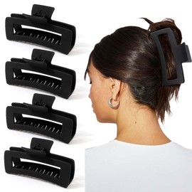 Ahoney 5" Black Extra Large Hair Clips (4PCS) - Giant Claw Clips for Thick Long Hair, Strong Hold Oversized Matte Banana Clips