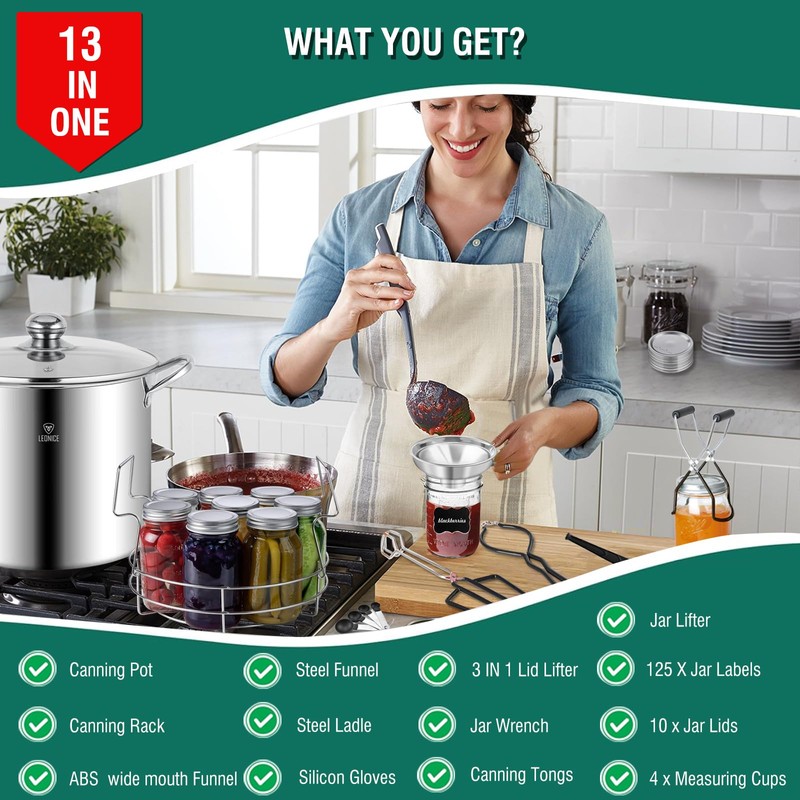 Canning Supplies Starter Kit - Water Bath Canning Pot with