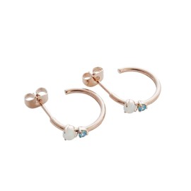 HONEYCAT Sky and Sea Blue and Pink Crystal Hoop Earrings in Gold, Rose Gold, or Silver | Minimalist, Delicate Jewelry (Rose Gold)