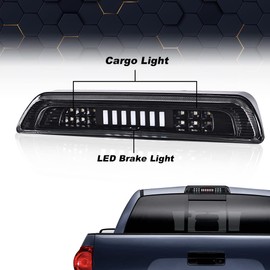 PIT66 LED 3rd Brake Light, Compatible with 2007-2018 Toyota Tundra High Mount LED 3rd Thrid Tail Cargo Brake Light Clear Lens Black Housing
