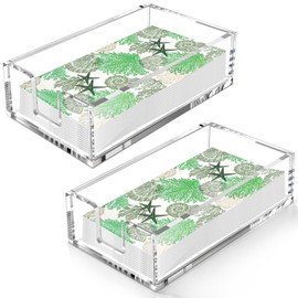 Acrylic Napkin-Holder for Bathroom, Acrylic Guest Towel Holder, Bathroom Napkins Guest Disposable Holder, Hand Towel Tray for Kitchen, Parties, Weddings, Party, Hotel, Restaurant (Classic, 2 Packs)