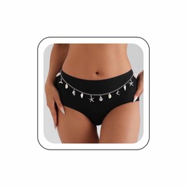 Cybche Boho Muschel Muschel Taille Kette Muschel Seestern Bauch Kette Silber Gürtel Sommer Strand Bikini Körper Ketten Ozean Schmuck Taille Körperschmuck Bikini Accessoire Für Frauen