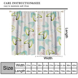 Mid Century Curtains Abstract Vintage Boho Colorful Geometrics Atomic Science Aesthetic Art Window Drapes for Kids Boys Girls Room Bedroom Living Room Office Kitchen 42" W X 45" L