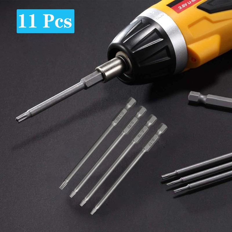 WANGR 11pcs Torx Screwdriver Bit Set T6-T40 1/4 Inch Hex