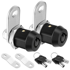 PTEROMY 2 Pack Cabinet Lock with Keys, 5/8'' Heavy Duty Tubular Cam Lock for RV Compartment Storage Locks, Full Set of RV Cam Locks (Black, 5/8'', 2 Pack)