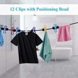 Elastic Portable Travel Clothes Line with 12 Pegs Camping Rental Accessories