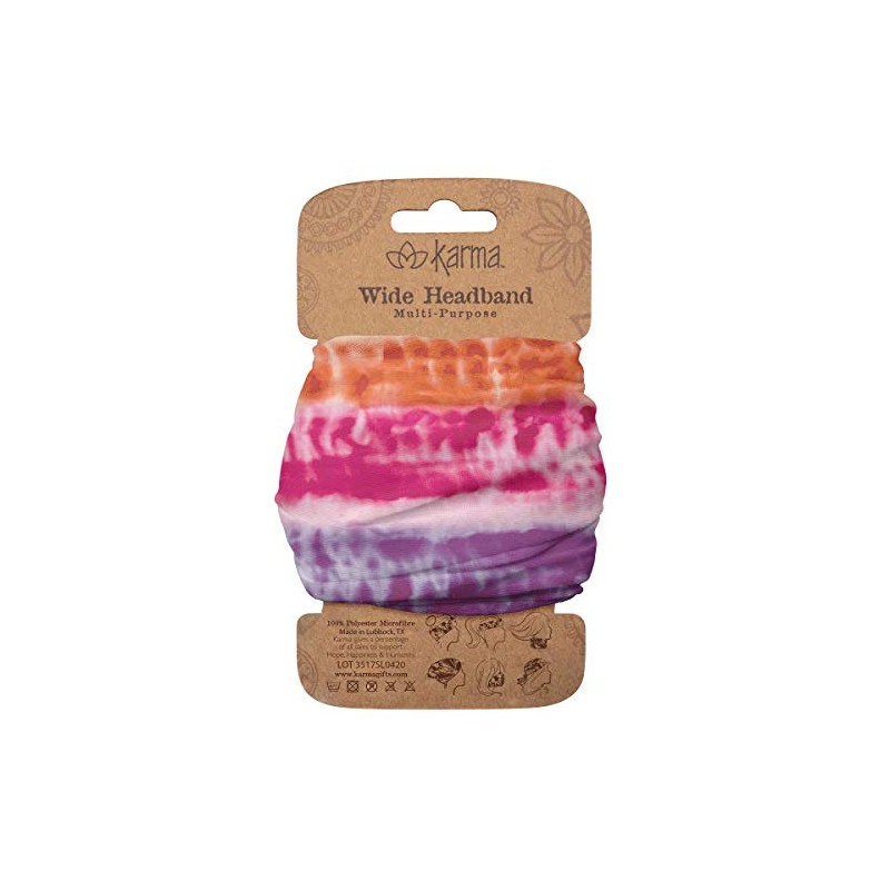 Karma Rainbow Tie Dye Headband for Women - Wide -