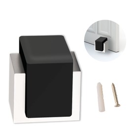Door Stops, Black Rubber Door Stoppers for Floor Modern Chrome Door Stop Wall Mounted Decorative Small Metal Doorstop Floor Door Stopper Wall Protector with Sound Dampening Bumper