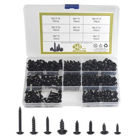 XINGYHENG 340Pcs 8 Kinds M3 M3.5 M4 M4.8 Black Self Tapping Screw Black Finish Stainless Cross Recessed Truss Head Screw Assortment Kit Collected in A Convenient Case