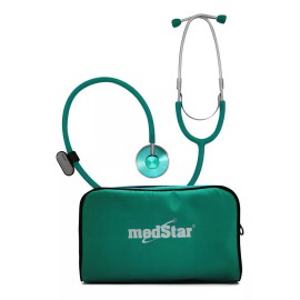 MedStar Kit Baumanómetro Aneroide Con Estetoscopio De Una Campana Simplex Color Verde Medstar, Brazalete 23-32 Cm Tamaño Estándar
