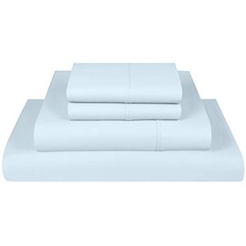 Threadmill Home Linen 400 Thread Count 100% Egyptian Cotton Sheet Set, Luxury Bedding, Twin Sheets, 3 Piece Set ,Smooth Sateen Weave, Blue