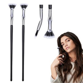 2PCS Folding Angle Scalloped Lash Brush Creates Clump-Free Lashes, New Eyelash Comb Separator, Fan Shaped Eyebrow Brush, Lashes Wand Brush, Multifunctional Makeup Tool for Natural Lifted Effects
