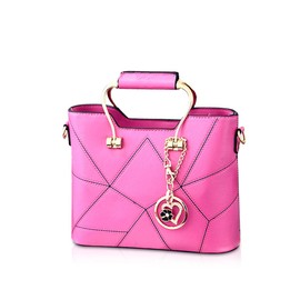 NICOLE & DORIS Fashion Women Small Handbag PU Leather Structured Shoulder Bag Satchel with Metal Crystal Tassel Dark Pink
