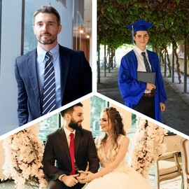 BESMODZ Zipper Ties for Men Clip on Ties Men's Zip Up Lot 6P Classic Adjustable Easy Pretied Solid Color Necktie Set