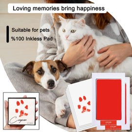 Ieron 2 Pcs Clean Touch Ink Pad for Baby Handprint and Footprint Different Size Kit Pet Paw Print Kit Inkless Hand and Foot Stamp Clay (Red)