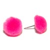 Mini Hot Pink Fuzzy Pom Pom Stud Earrings (S185)