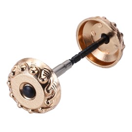 PATIKIL Door Hole Cover Plate, 1 1/5 Inches Zinc Alloy Wave Round Deadbolt Cover Plate Door Reinforcement Plate for Door Hole Filling (Gold Tone)