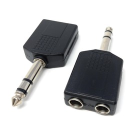 DRUT 1pcs 6.35mm 1/4 inch Stereo Jack Splitter Cable Adapter Lead 1 x Plug to 2 x Sockets, Male to Female (Silver Black)