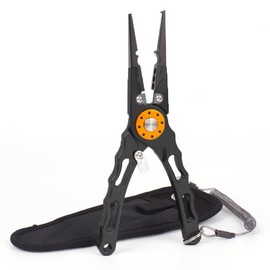 Stainless Steel Fishing Pliers Remove Hook Tool with Lanyard and Sheath,Multi-functional Lip Gripper for Fishing,Saltwater Resistant Fishing Gear, Comfortable and Non-Slip Rubber Handle