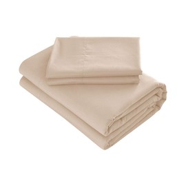 Prime Bedding Bed Sheets - 3 Piece Twin Sheets, Deep Pocket Fitted Sheet, Flat Sheet, Pillow Case - Beige