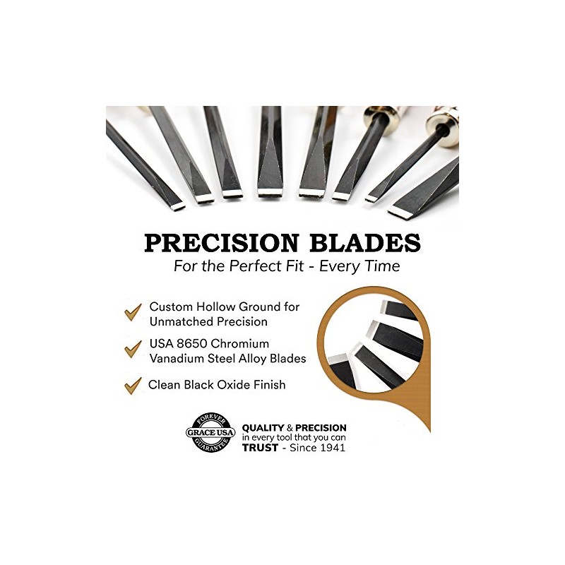 Grace USA Peacemaker Screwdriver Set, 3 Screwdrivers, Flat Head, Steel