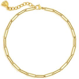 WEARON Gold Ankle Bracelets for Women 18K Gold Plated Anklet Paperclip Chain Anklet Summer Beach Foot Jewelry