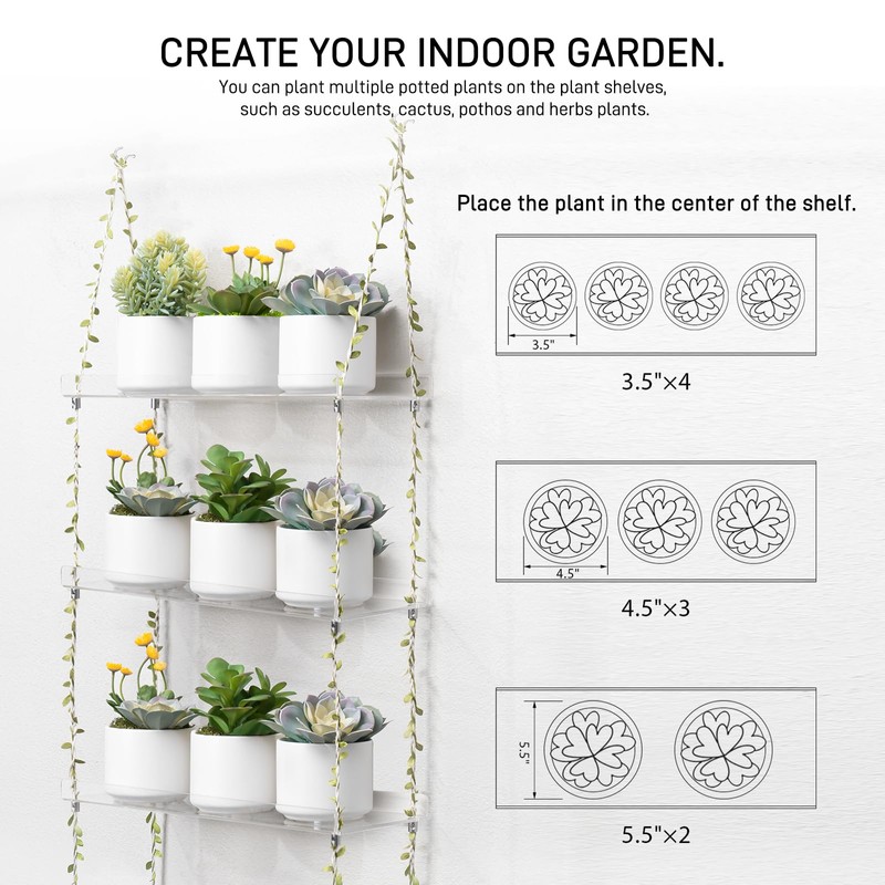 Sumerflos Acrylic Window Boxes Window Plant Shelves 3 Tier -