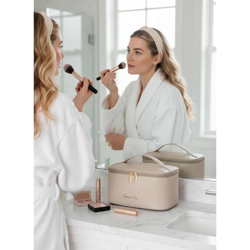 KITENROM Makeup Bag Portable Travel Cosmetic Bag with Brush Holder，Waterproof